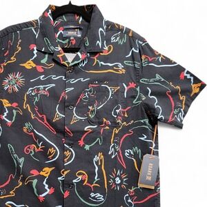 Roark Gonzo Creatures Shirt Men Medium Black Short Sleeve Classic Fit NEW w/ Tag
